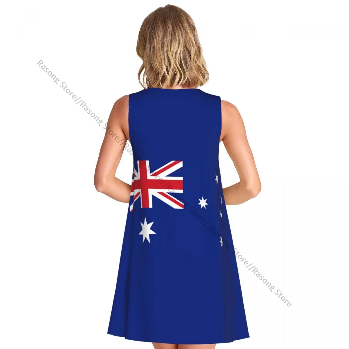 Women's Dress Summer Casual T Shirt Dresses Beach Cover up Australian Flag Tank Dress