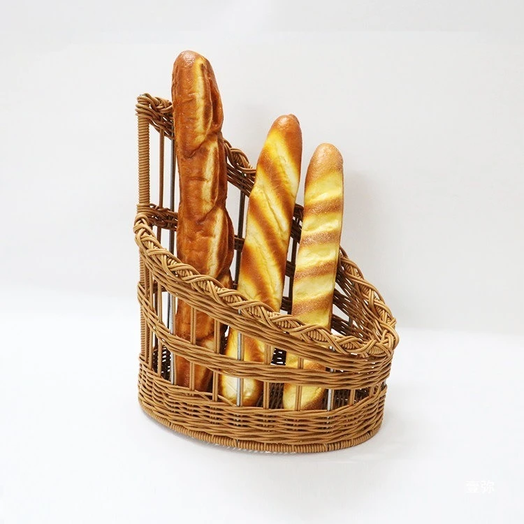 Imitation rattan churros cake shop display basket French stick decorative bakery storage basket French bread baske