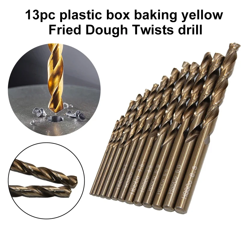 HSS baked yellow twist drill hand electric drill full grind straight handle metal drill bit woodwork drilling accessory tool set