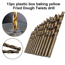 HSS baked yellow twist drill hand electric drill full grind straight handle metal drill bit woodwork drilling accessory tool set