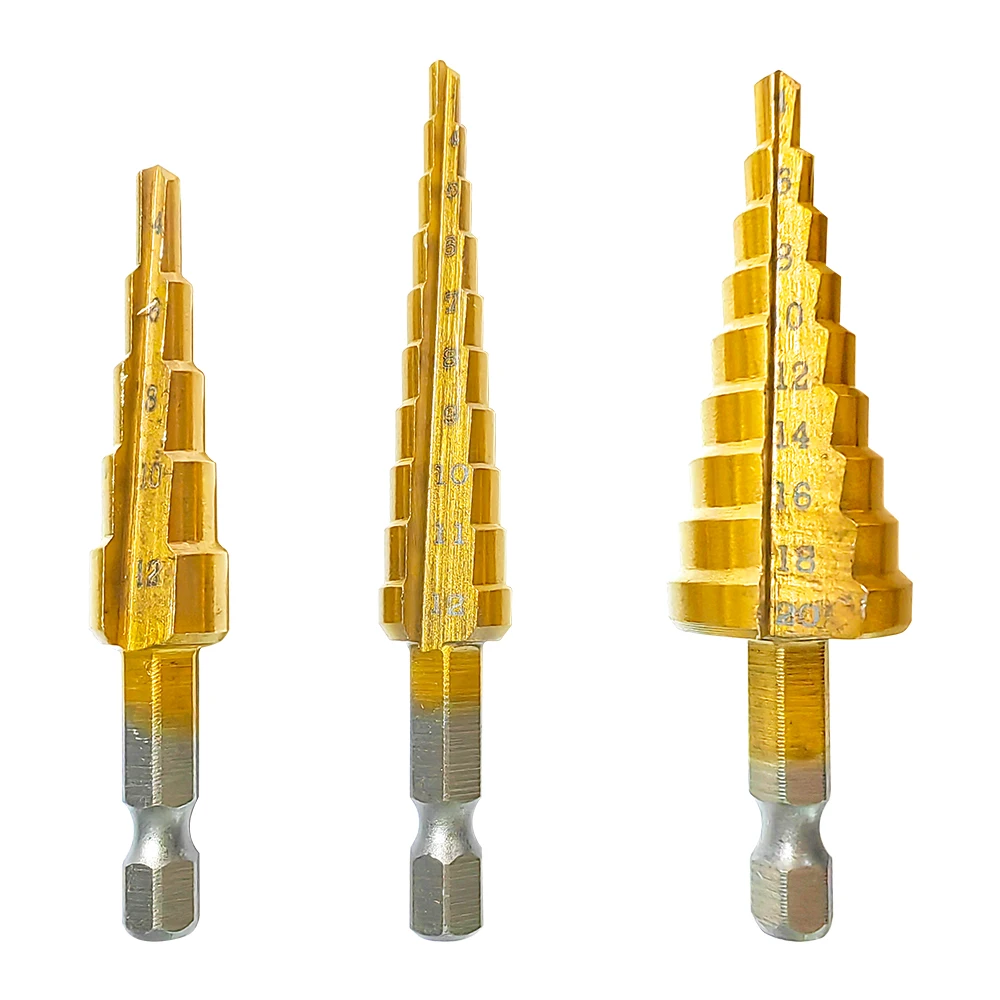 Hexagonal handle titanium plated ladder drill tower drill bit set 3-12/4-12/4-20mm small three piece set view 4