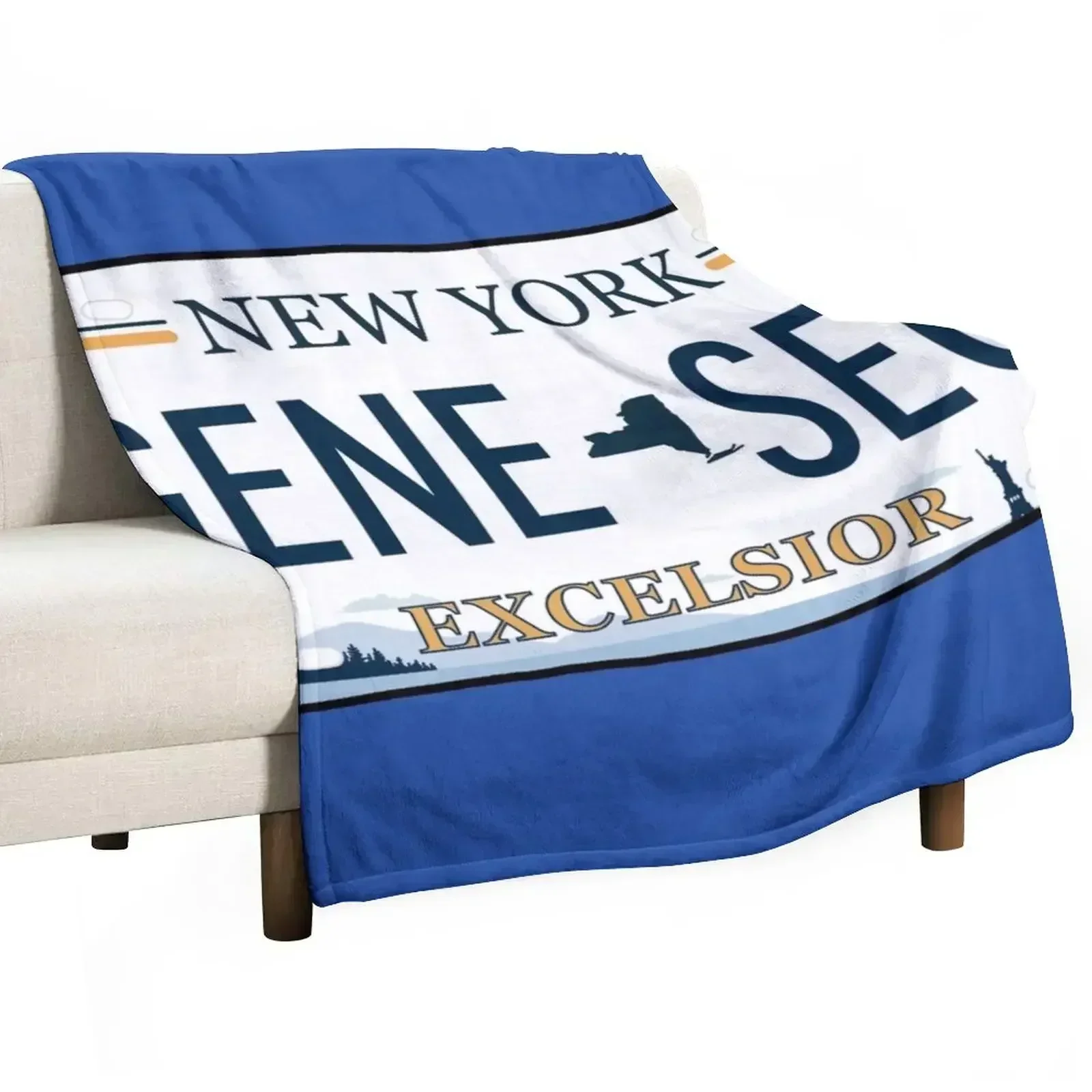 Geneseo license plate Throw Blanket Flannel Fabric Decorative Throw Travel Blankets