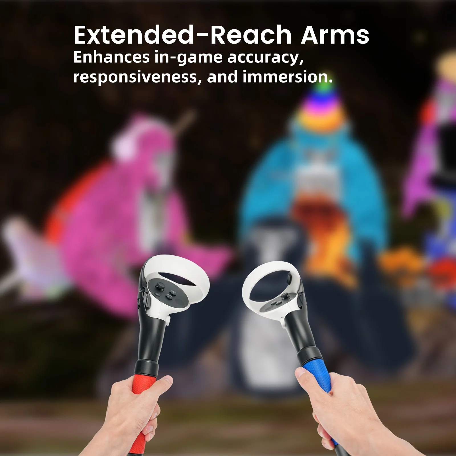 Transnovo para Oculus Quest 2, accesorios, manijas de juego VR, empuñaduras de extensión, extensores de brazo VR, etiqueta Gorilla para Quest 2, luz antideslizante