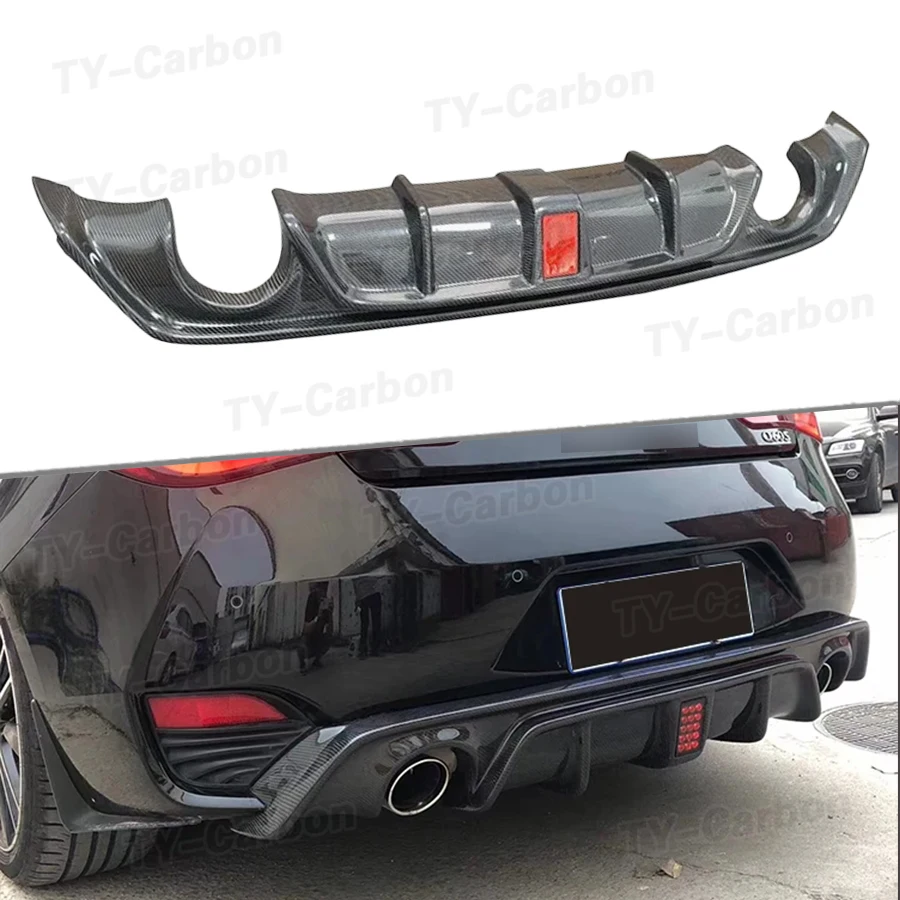 

Real Carbon Fiber Car Rear Bumper Diffuser Cover Trim Shark Fin Spoiler Lip with Led Light for Infiniti Q60 2017-2022 Accessorie