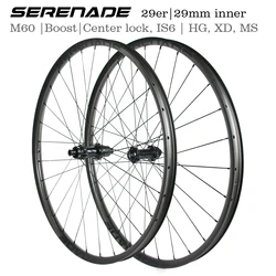 Serenade XCO Mountain Cyclce 29 Carbon Wheelset, MTB XC 29er, Boost Bike Wheels, 29mm Inner  Asymmetric Tubeless Wheels