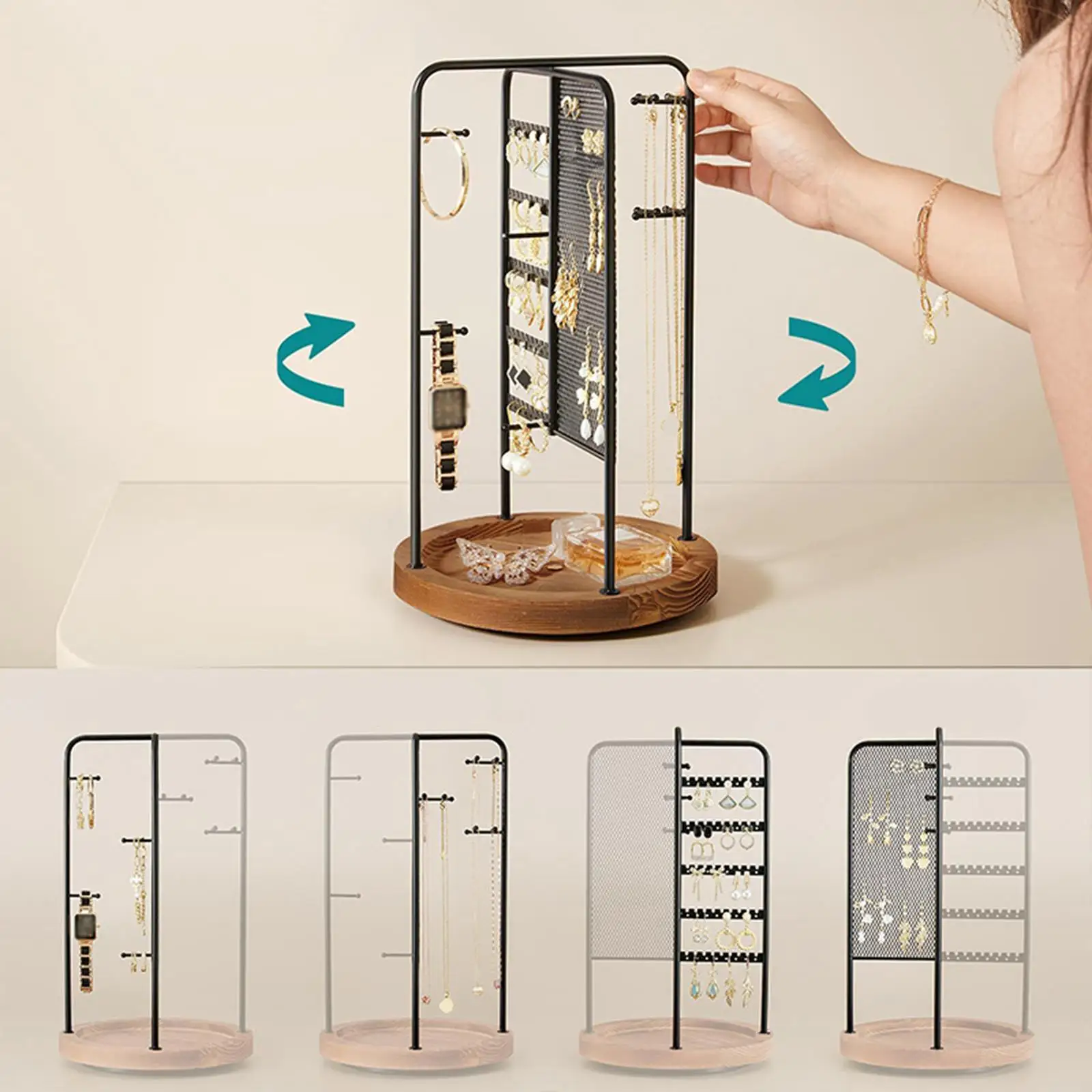 

Rotating Jewelry Display Jewelry Hanger Decorative Multifunction Jewelry Stand Earring Holder Organizer for Bangle Earrings