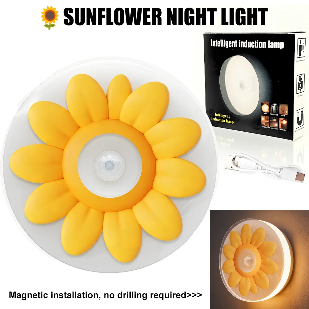 

Светодиодный умный ночник с датчиком движения, беспроводной, с магнитным креплением, для спален, коридоров, гардеробов, зарядка через USB.