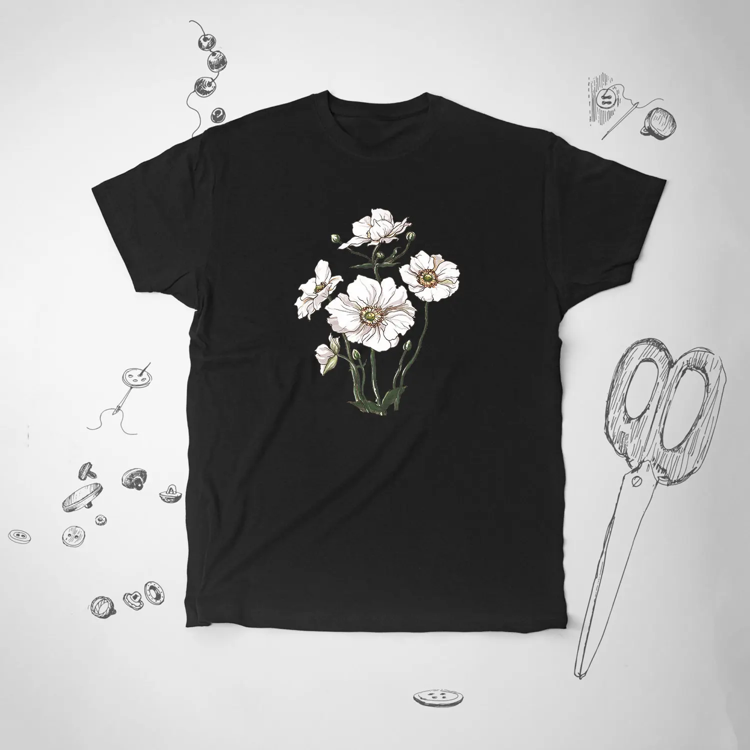 Gardener shirt T Trendy graphic design Aesthetic Japanese flowers plants Anemones Botanical unisex for women idea