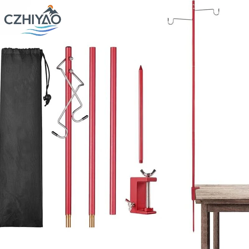 

CZHIYAO Camping Folding Lamp Post - Lightweight Aluminum Hanging Stand Portable For Picnics Hiking Fishing Barbecue Outdoor Use