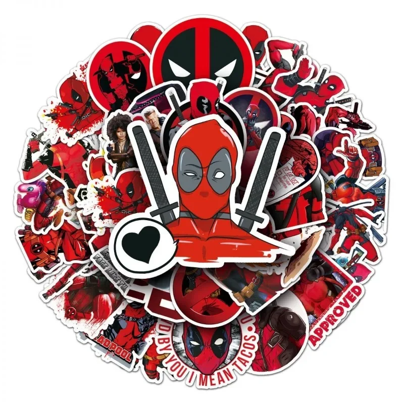 50pcs Marvel Deadpool cartoon diy graffiti stickers personalized skateboard helmet water cup waterproof decorative stickers