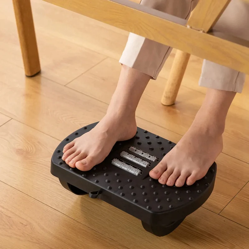 Portable Footrest Non-Slip Desktop Footrest Ergonomic Footstool (With Massage Rollers) Office Footrests