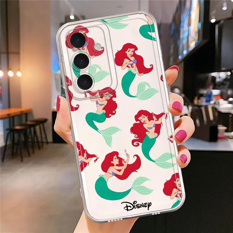 Transparent Case For Samsung Galaxy A54 A52 A14 A53 A12 A13 A50 A23 A71 A34 A51 A33 Silicone Phone Cover Disney Princess Ariel