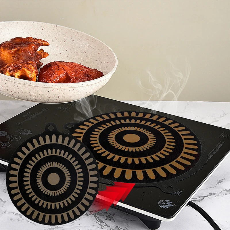 1Pcs Induction Cooktop Mat Heat Resistant Hob Protector Mats With Colour Changing Designs Thick Hob Covers Silicone Hob Mats