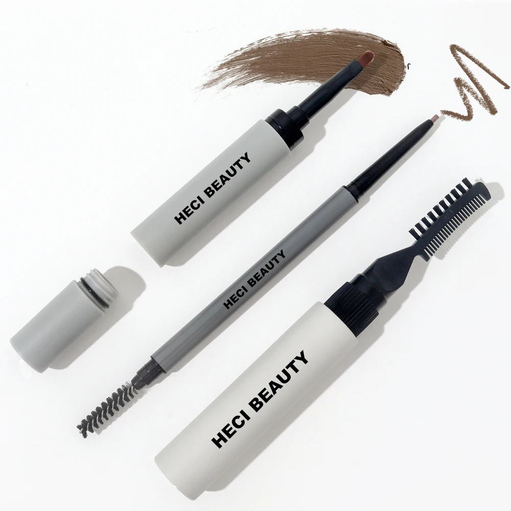 3in1 Waterproof 3d Eyebrows Set Strong Hold Styling Precision Eyebrow Gel Pencil With Brush 4-Color Brow Pomade Tint Eyebrow Pen