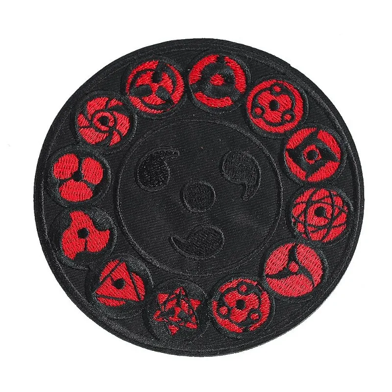 New Anime Naruto Sharingan Personalized Circular Embroidered Cloth Patch Embroidered Hole Seamless Patch Clothing Accessories