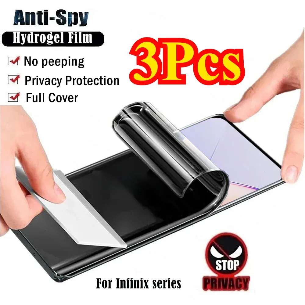 

3Pcs Privacy Hydrogel Film For Infinix Smart 9 Zero 40 Hot 50 40 Pro+ Anti-Spy Screen Protector For Infinix Note 50s 50x 40 Pro+