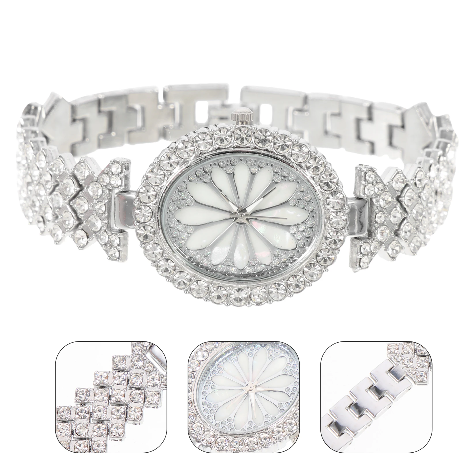 

Stainless Steel Glitter Women Watch Elegant Rhinestone Wristwatch Delicate Casual Timepiece Adjustable Gift Decoration For