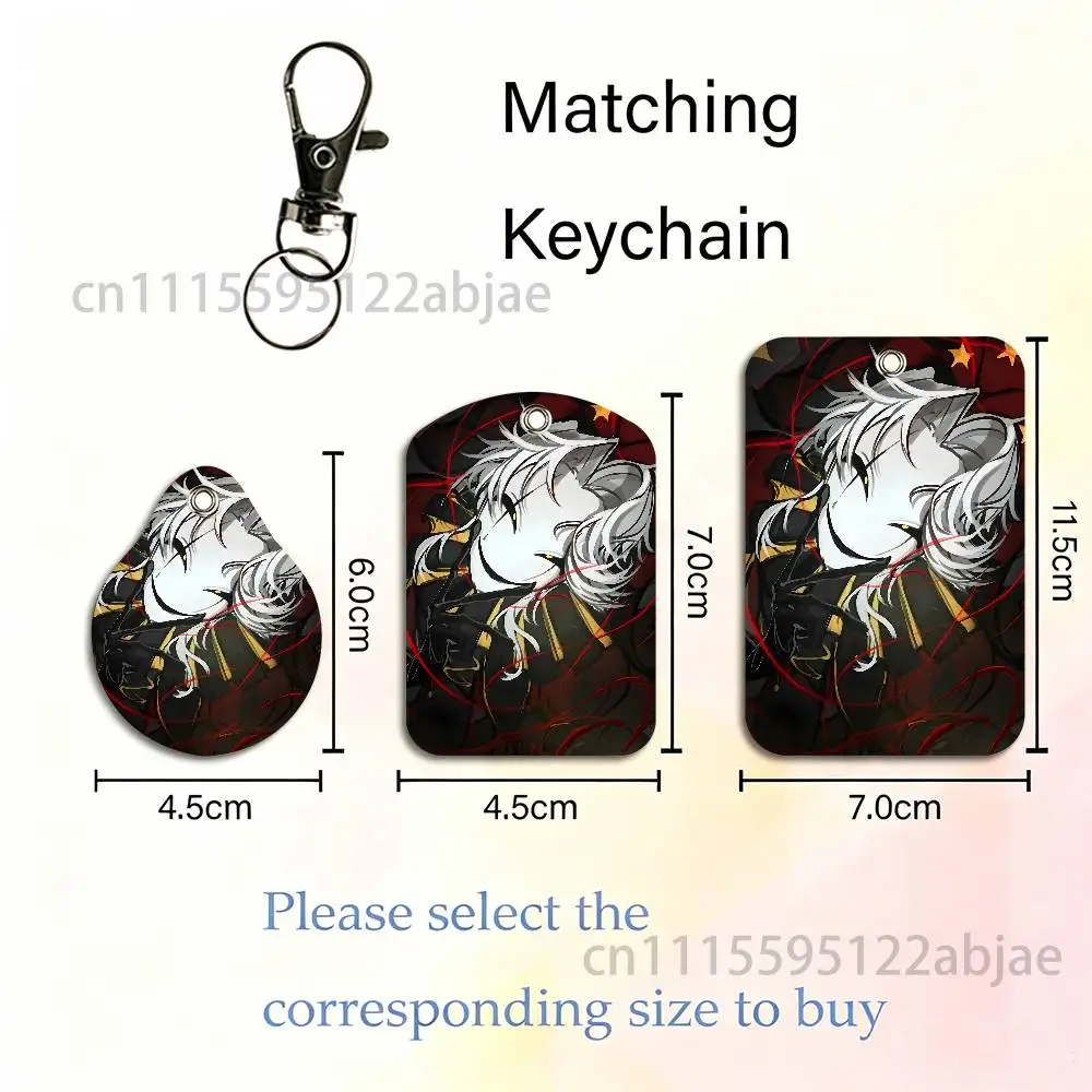 P-Pierrot The Freak Circus Card Case Leather Card Holder Keychain Key Ring Transportation Card Case With Lanyard