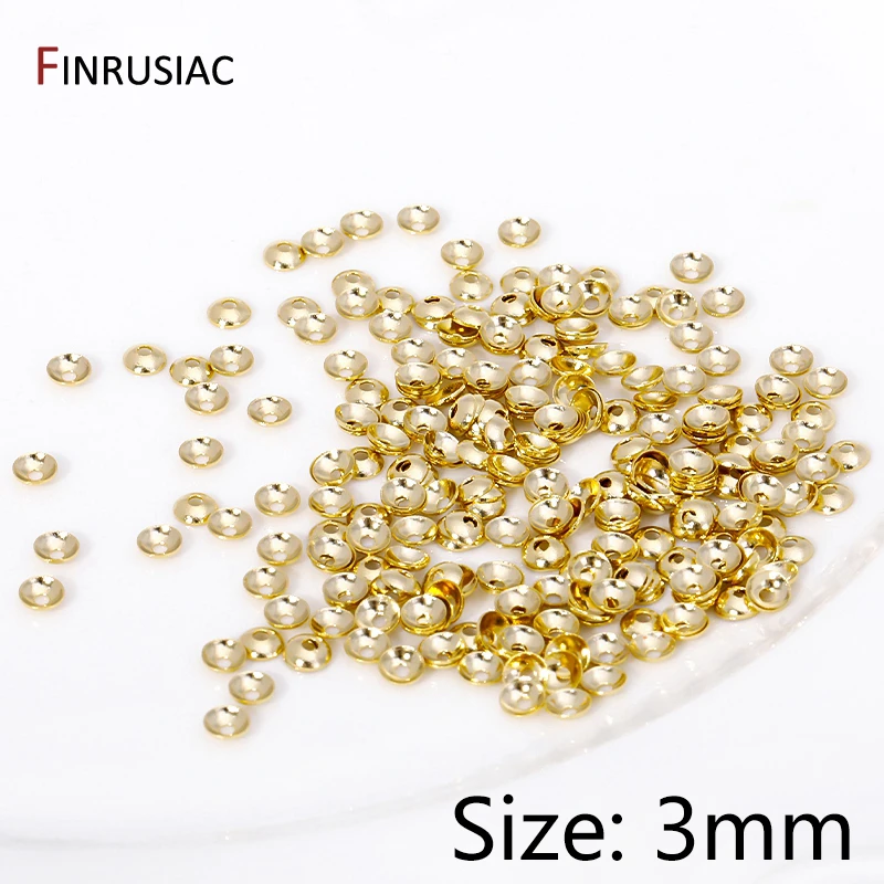 3/4mm 14K vergoldetes Messing Runde Perlenkappen passend, Perlenendkappen für Schmuckherstellung Handarbeiten Spacer Bead Caps DIY Zubehör – Detail 15