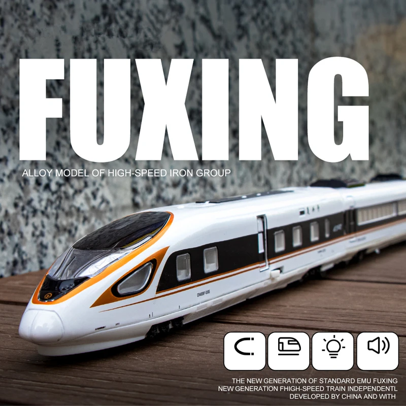 Alloy High-speed Train Model Diecast Metal Rail Electric High-speed Train Metro Vehicles Car Model Sound and Light Kids Toy Gift