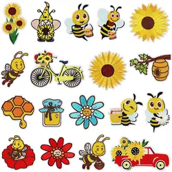 Cartoon sunflower bee wind Embroidered Patches For Clothing Thermoadhesive Cute Patches Iron on Patches DIY Jackets Sew Sticker