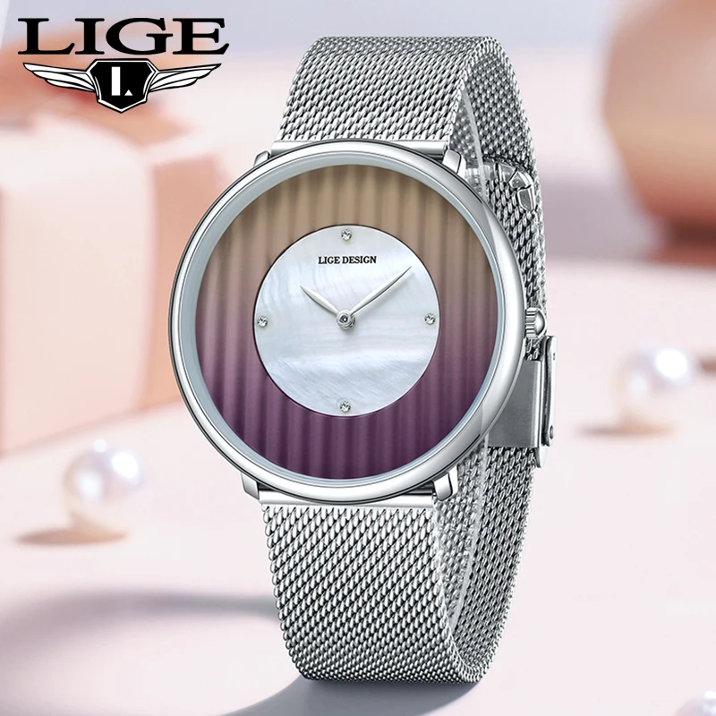 

Новые креативные часы LIGE 2026: модные элегантные кварцевые наручные часы для женщин, водонепроницаемость 30 м, сетчатый ремешок, подарки для мужчин, Reloj