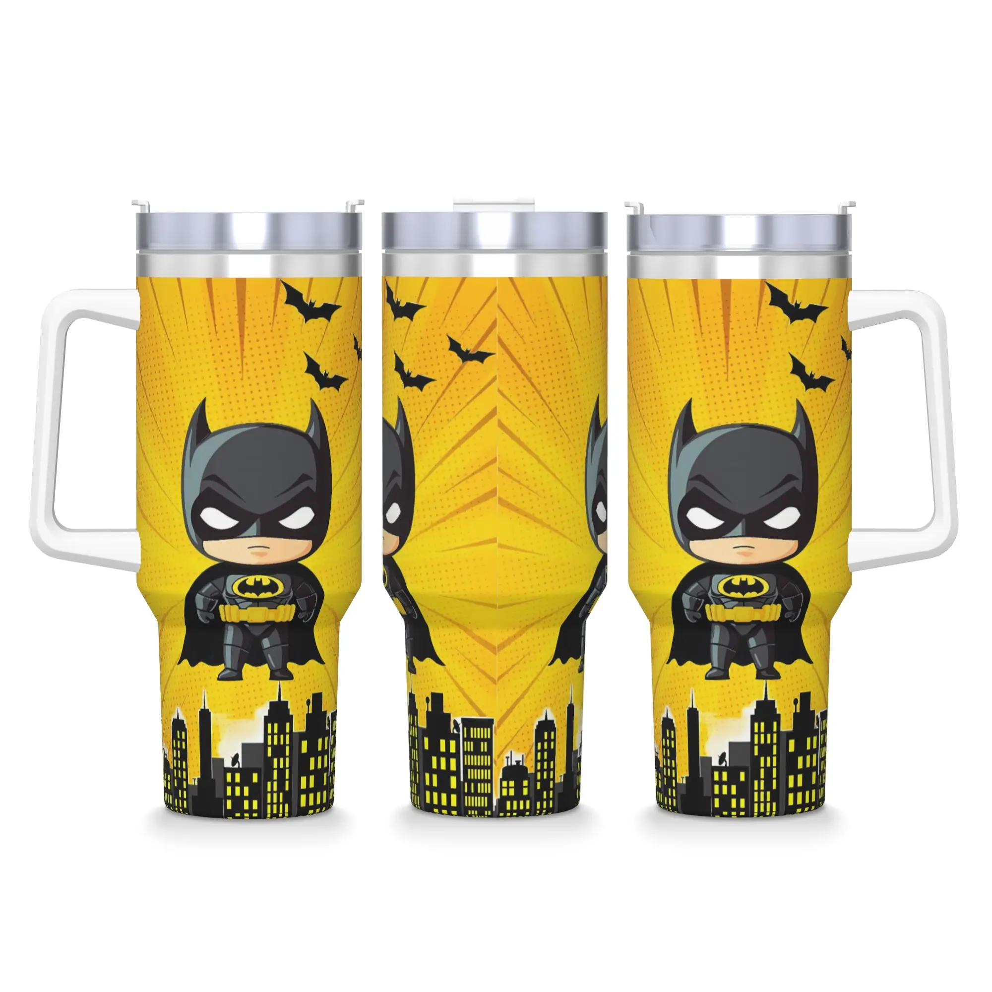 Stainless Steel Tumbler B-Batmans Cartoon Mugs Cup With Straws 3D Print Hot Drinks Water Bottle Large Capacity Thermal Mug