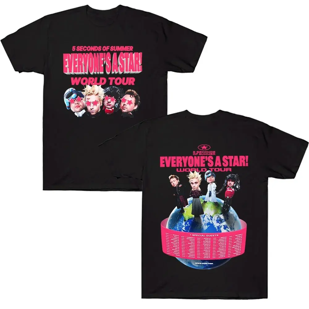 Camiseta 5 Seconds of Summer World Tour 2026 para hombre y mujer, ropa de algodón Y2K, camiseta informal de moda con cuello redondo y manga corta, ropa de calle