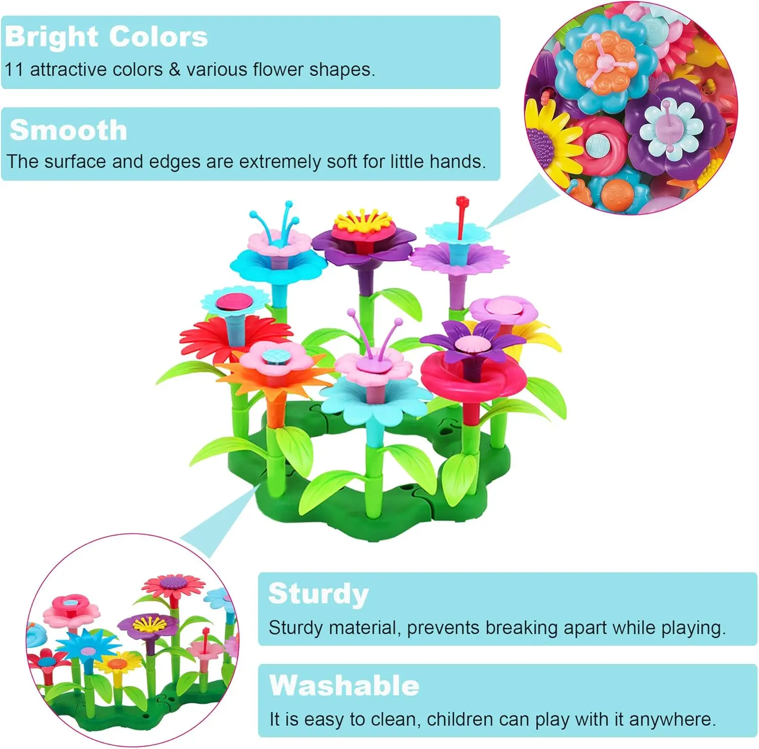 46 PCS Flower Garden Building Toys for Girls, STEM Toy Gardening Pretend Play Set for Kids, Girls Favor Stacking Game for Toddle