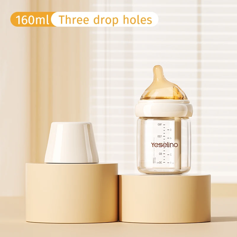 160ML Baby Newborn Items 0-12 Months Baby Feeding Bottles Anti Bloating Spitting Choking Glass bebe Baby Bottles Silicone Nipple