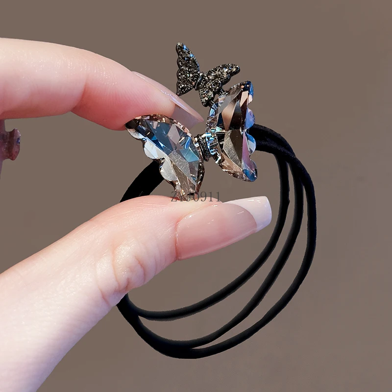 Zartes Schmetterlings-Temperament, Strass-Haarseil, High-End-Mode, Kugelkopf, Pferdeschwanz, elastisches Gummiband, Stirnband,