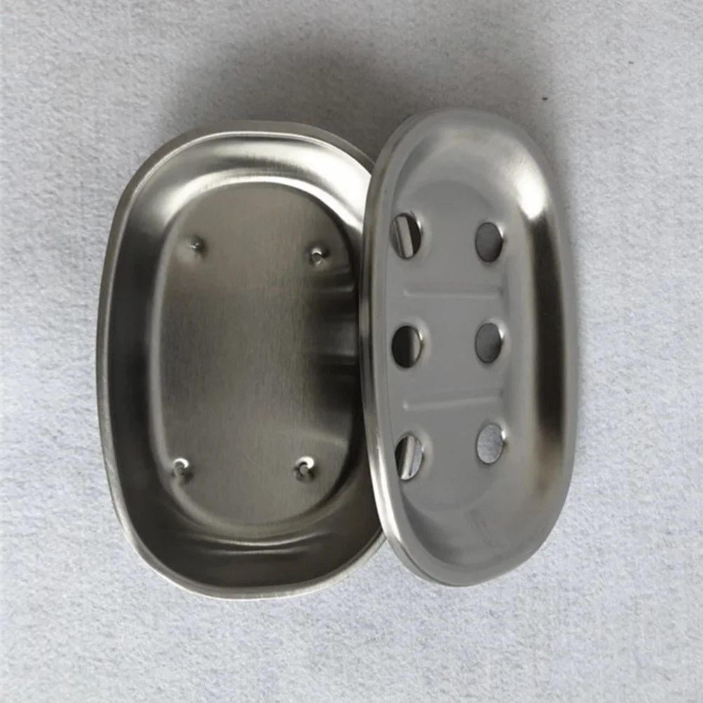 

Stainless Steel Double Layer Soap Dish Silver Soap Draining Holder for Bathroom Sink Shower Countertop