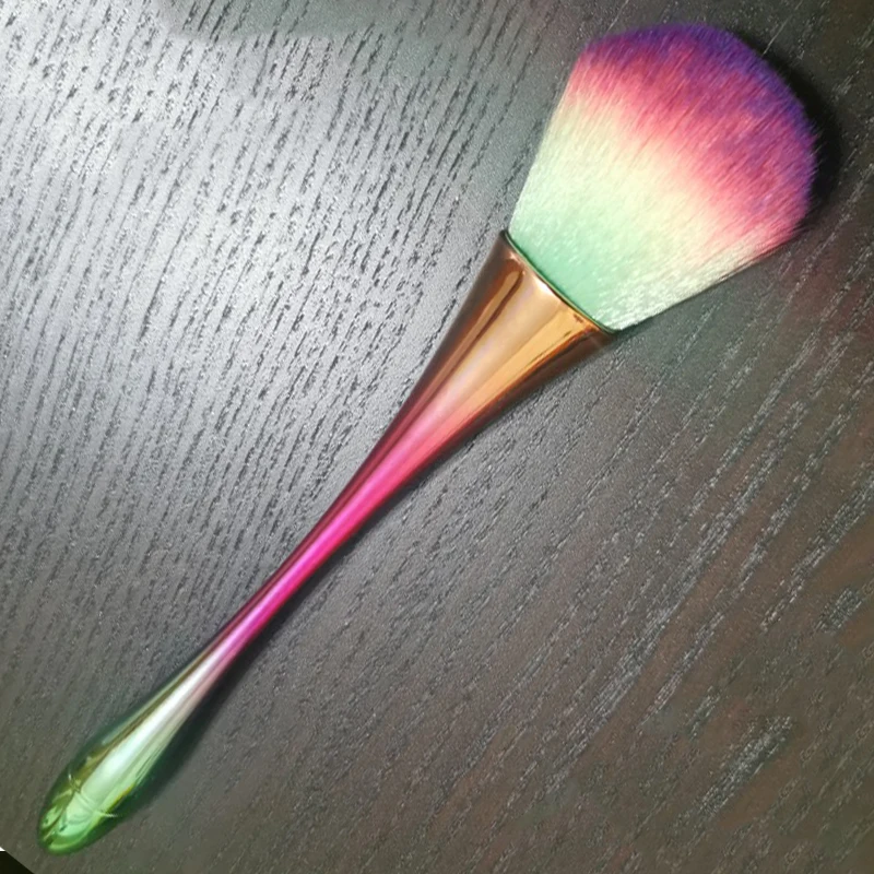 3 Colors Nail Clean Dust Brush Nail Art Acrylic Brushes Rainbow Colorful UV Gel Polish Nylon/Make Up/Nails Cleaner Tools(Large)#