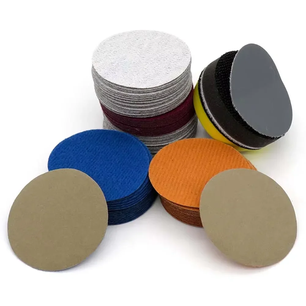 50 PCS 2 Inch Wet and Dry Sandpaper Hook and Loop Silicon Carbide Assorted 60-10000 Grit for Polishing and Sanding Car Metal