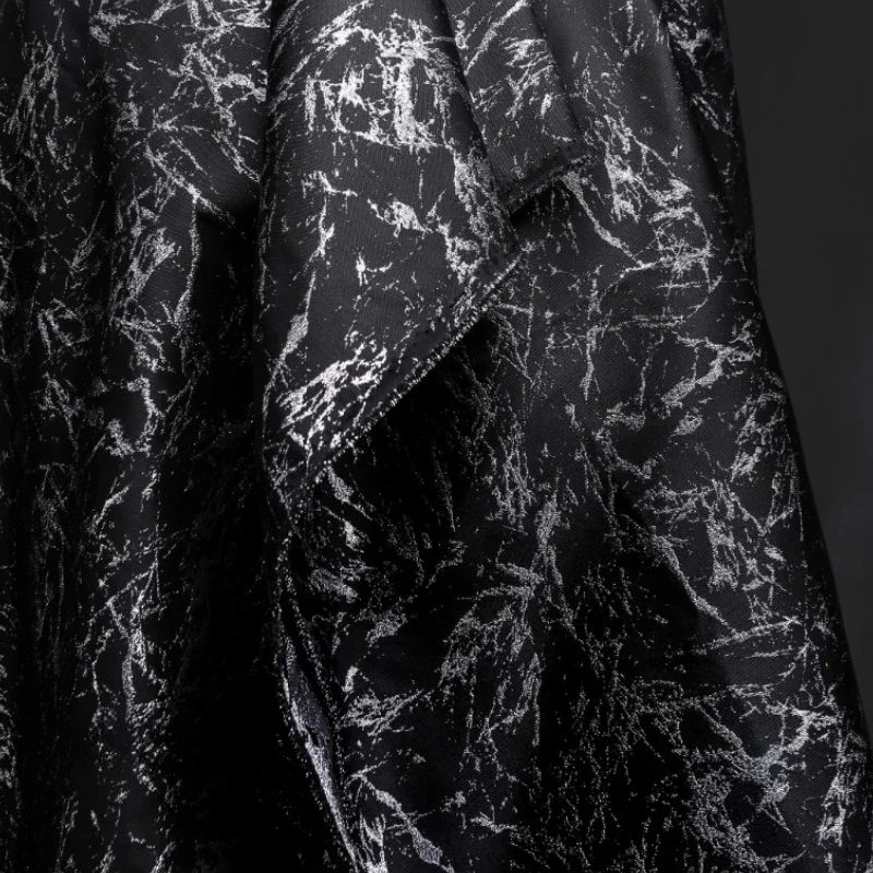 Gilded Silver Cracked Double-sided Jacquard Fabric  Retro Texture Suit Skirt  Creative Clothing Designer Fabric