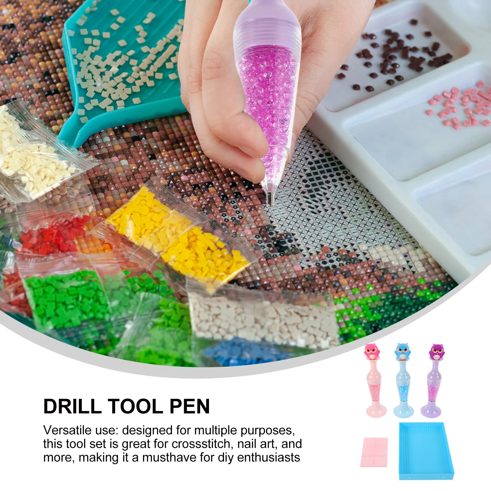 1Set Vielseitiges Strass Punktierung Stift Set Strass Picker Werkzeug Malerei Zubehör für DIY Nail art Kreuz Stich Handwerk