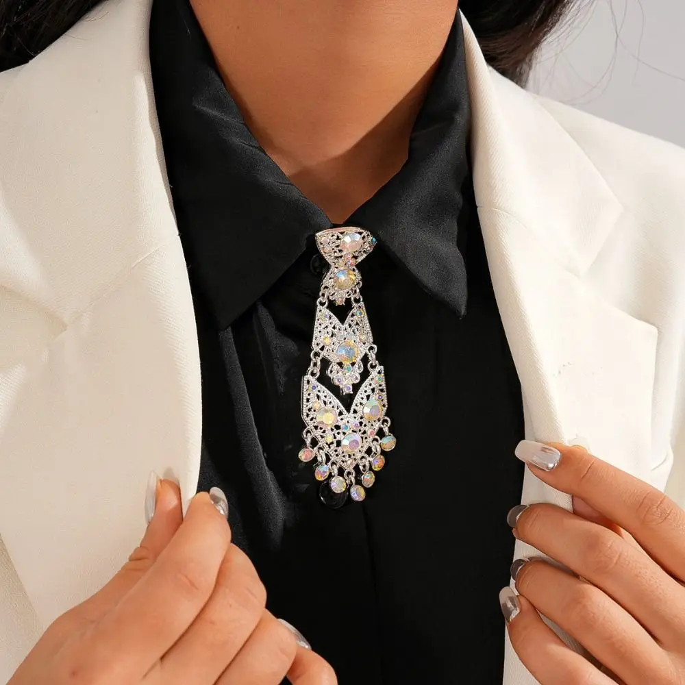 

Модный регулируемый галстук со стразами, роскошный джентльменский стиль, деловые галстуки, аксессуары для костюма с кисточками, свадебный галстук с кристаллами