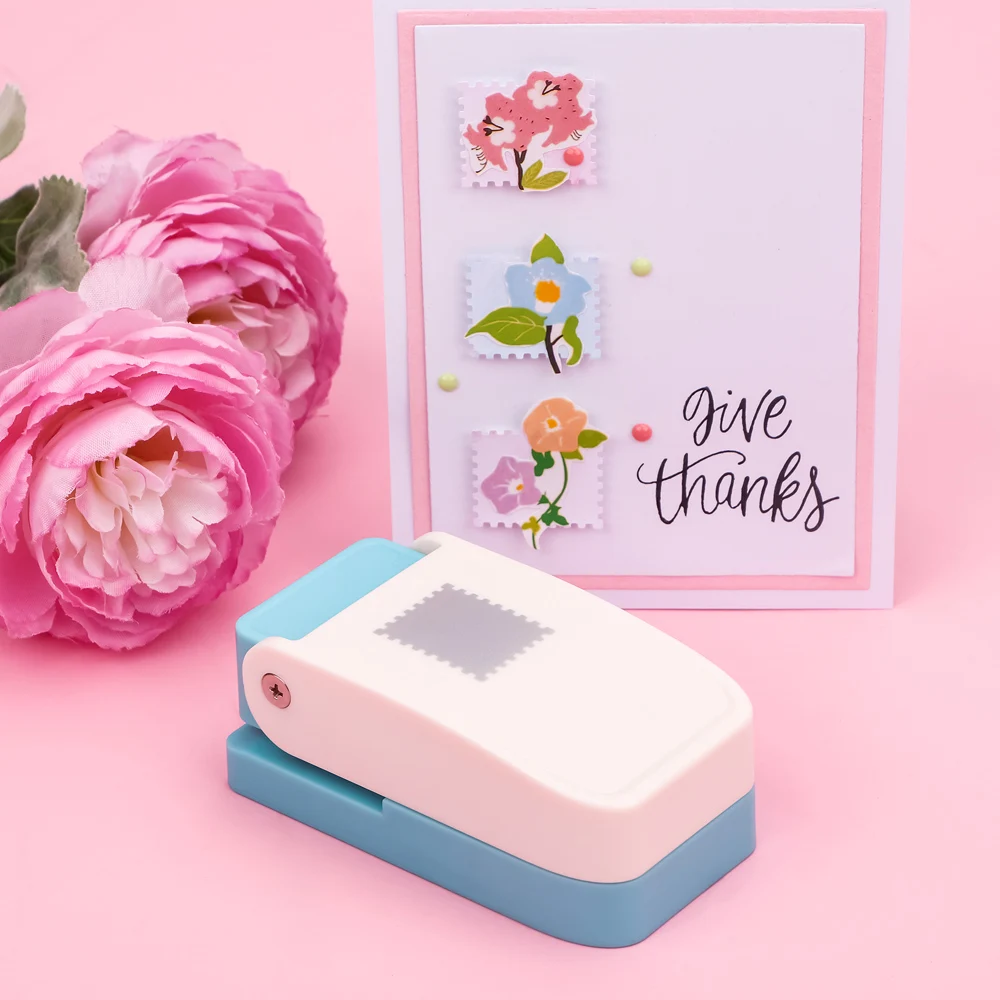 Postage Stamp Maker Embossing Machine with 1x0.8 Inch Rectangular Punch DIY Handmade Paper Craft Scrapbooking Punch Tool