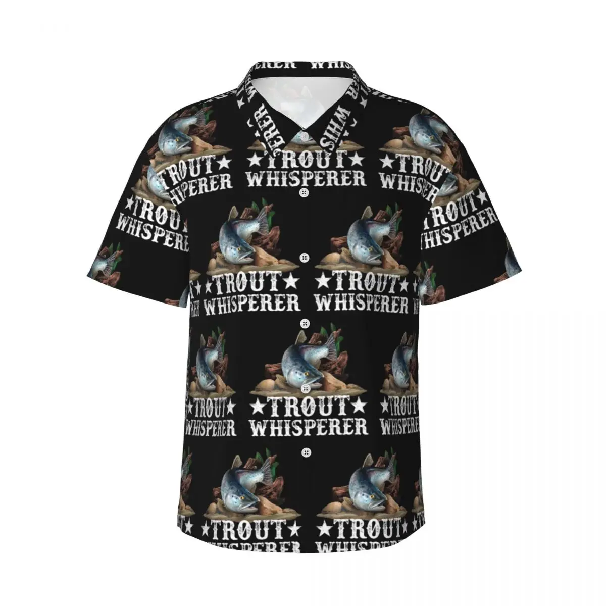 

Trout Fish Illustration Fly Fishing Art Men's Shirts Hawaiian Short Sleeve Shirt Funny Lapel Tops for Summer Beach