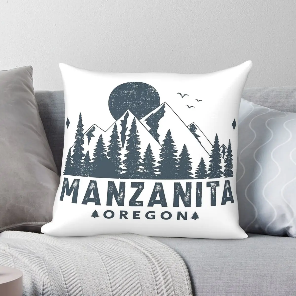 Manzanita Oregon Mountain Sight Square Pillowcase Polyester Linen Velvet Creative Decor Throw Pillow Case Room Cushion Cover 18