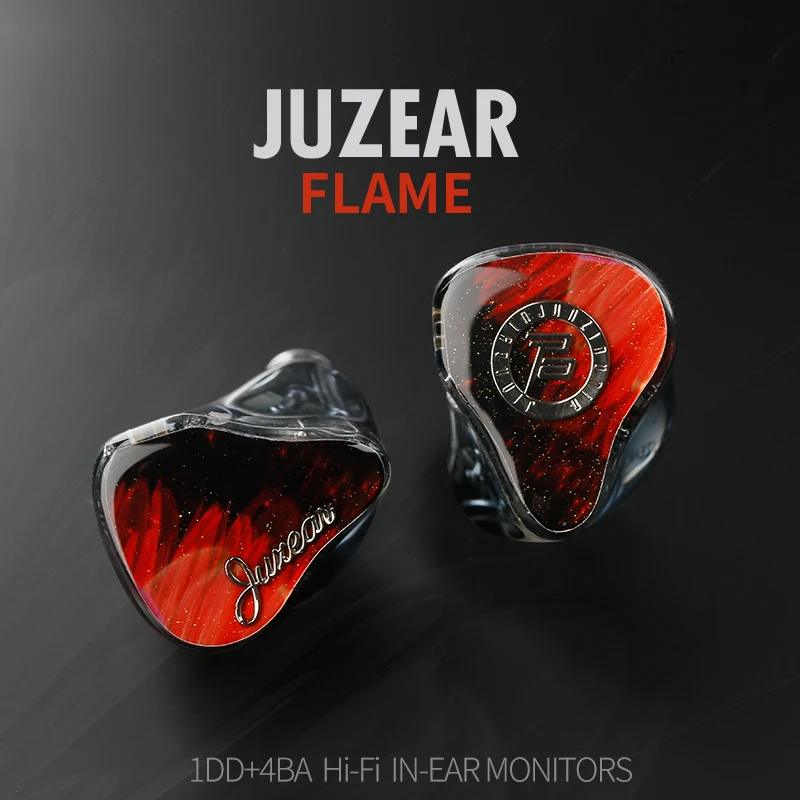 JUZEAR FLAME 1DD+4BA In Ear Monitor Hybrid Earphones IEMs HiFi Headphone Wired Earbuds with 2pin 6N OFC Sliver-plated Cable