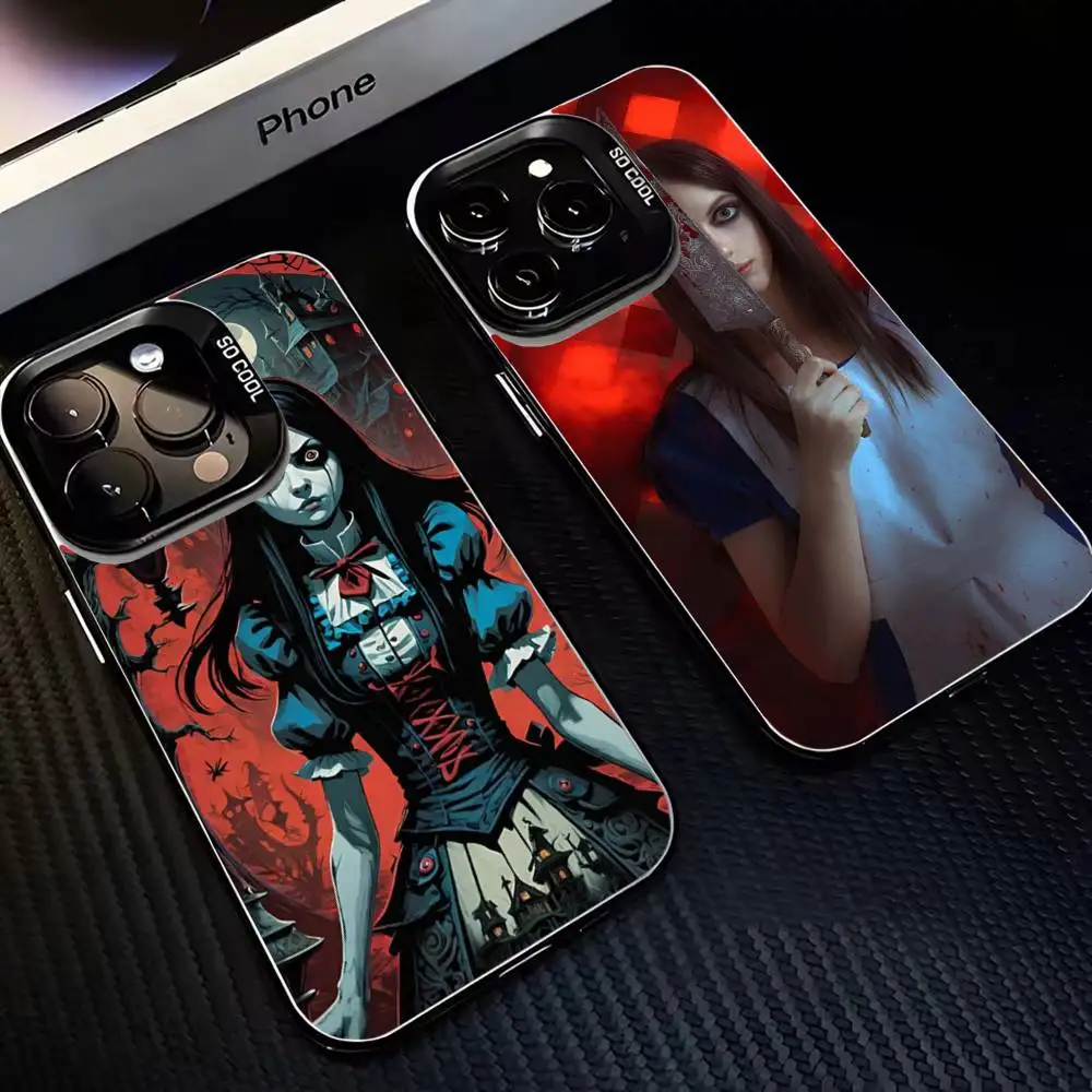 

Alice Madness Returns Phone Case For iPhone 16,15,14,13,12,11,Mini,Pro,MAX Black Matte Shockproof Cover