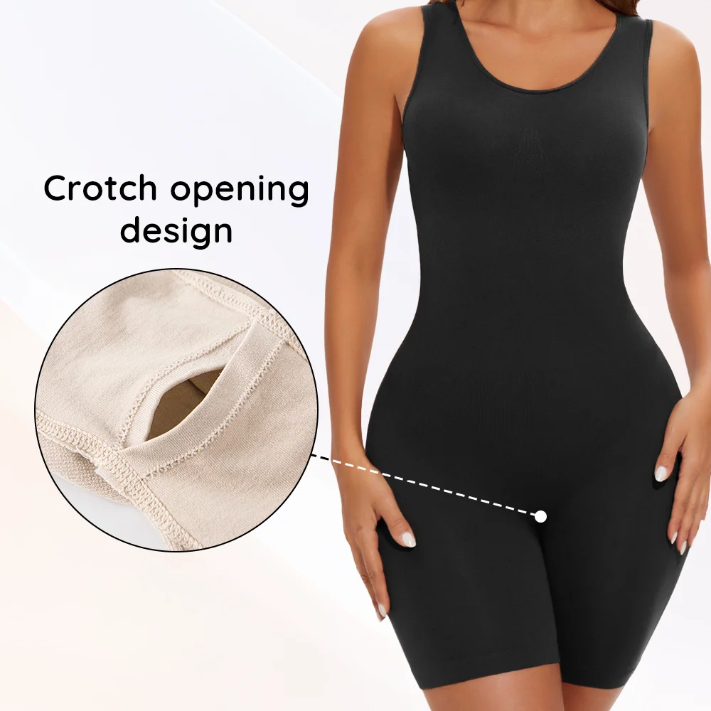 ALLBASE Seamless Bodysuit Bodysuit Butt Lifter Shapewear Waist Trainer Body Shaper Snactch Waist Shapewear Wide Shoulder Black