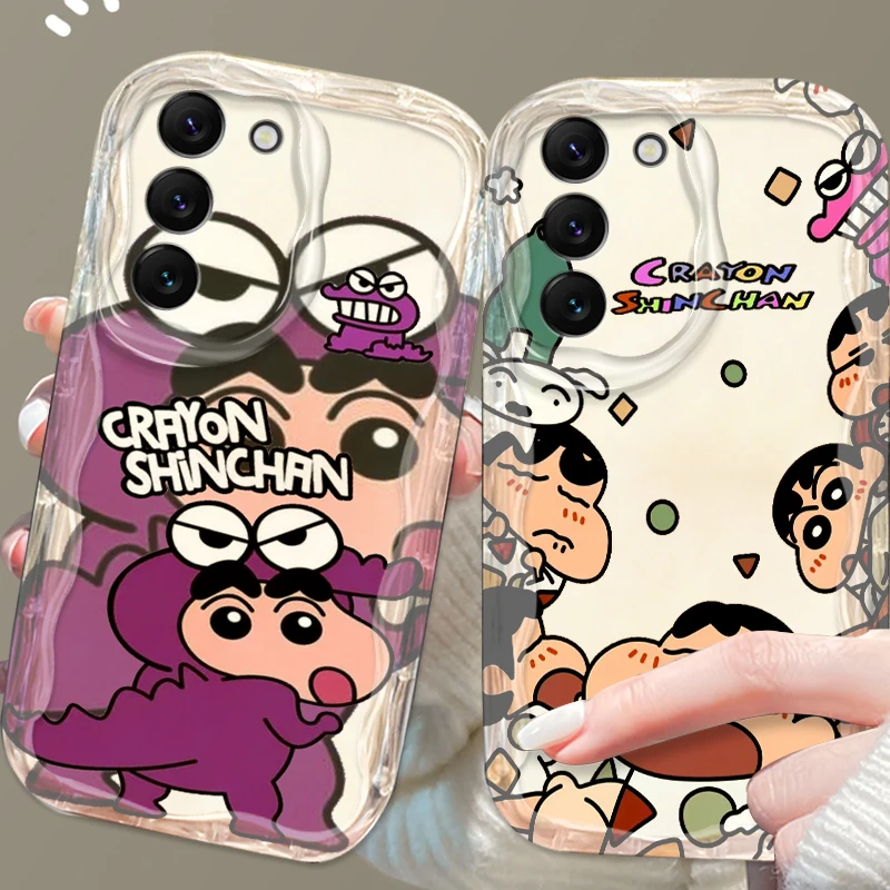 Cartoon C-Crayones S-Shins-chanes For Samsung S24 S23 S21 S20 Ultra Plus FE A73 A72 A71 A51 A31 A05S A05 A04 5G Wave Oil Cover