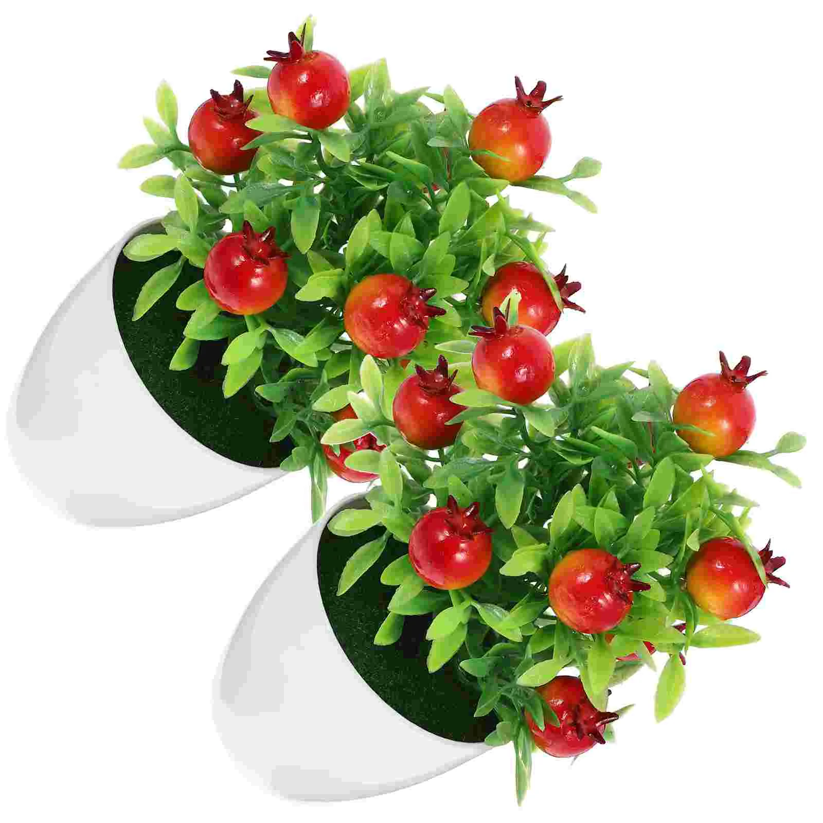 2 Pcs Bonsai Tree Fruit Decorations for Kitchen Artificial Potted with Fake Plastic