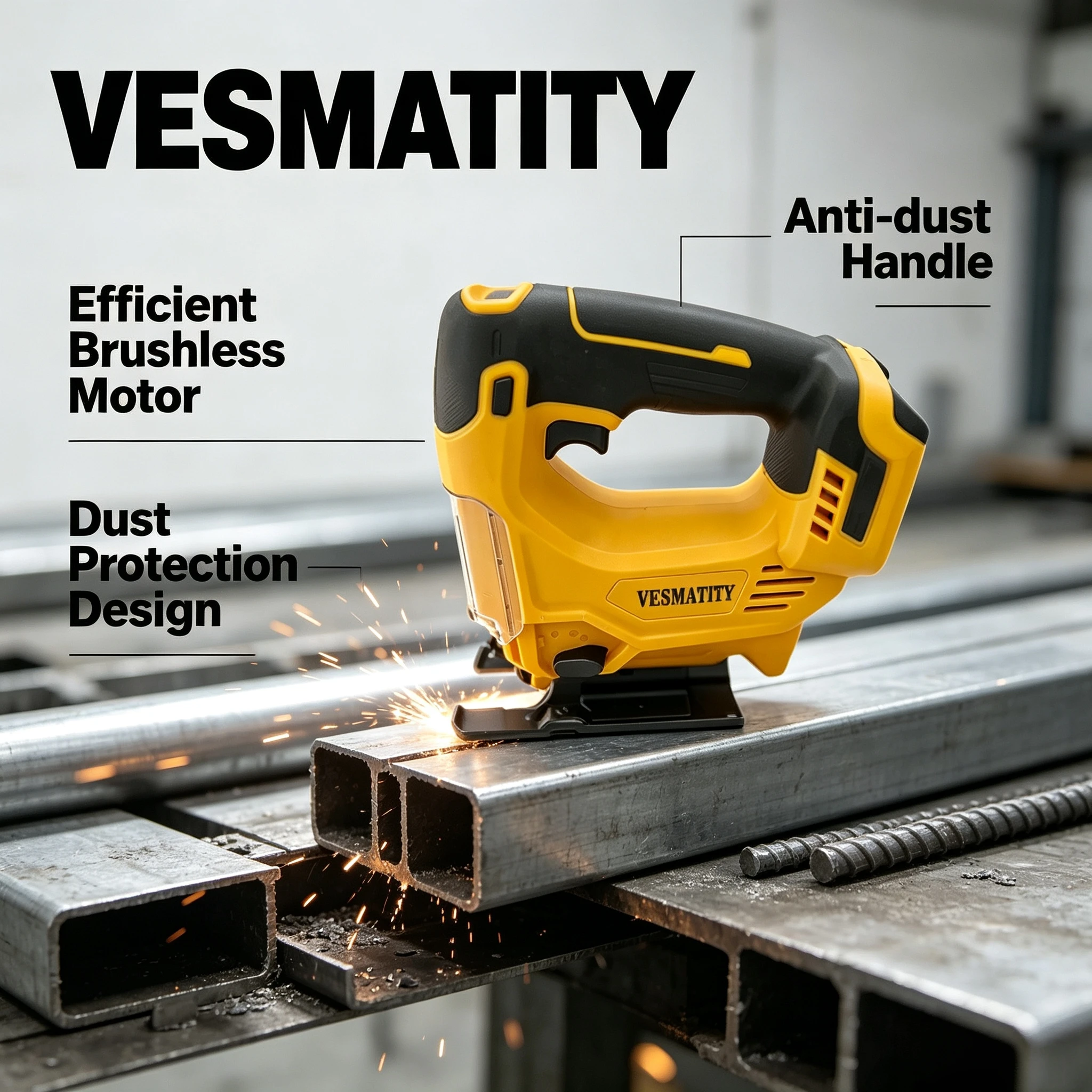 Vesmatity Variable Speed Cordless Jigsaw Brushless Electric Jig Saw For Wood Metal Cutting Anti‑dust Handle for Dewalt  Battery