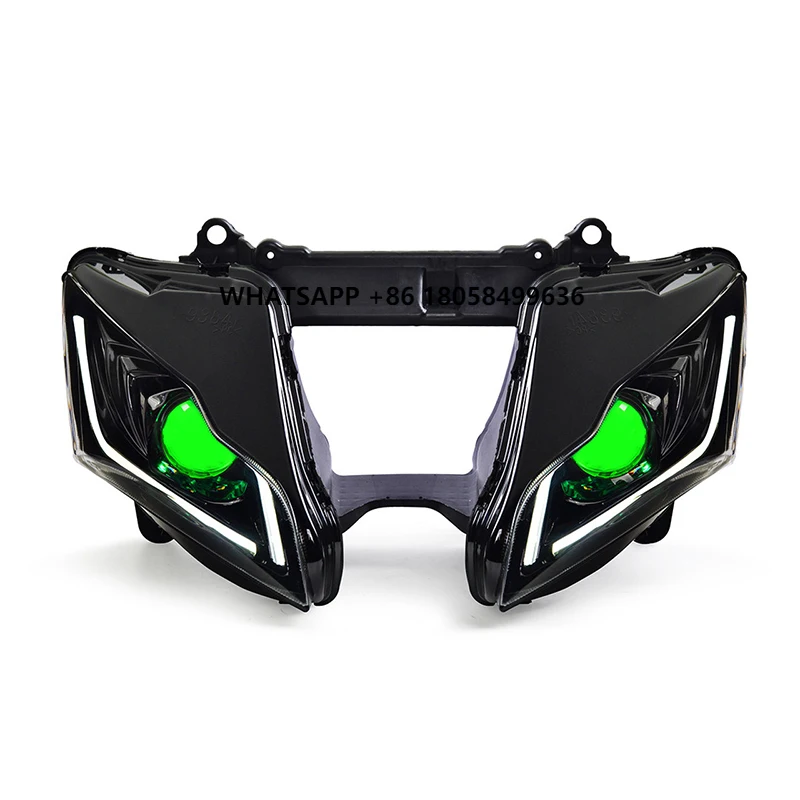 

2016-2020 Kawasaki Ninja ZX10R ZX 10R Full LED Front Headlight Assembly Optical Fiber Blue DRL Headlamp for Motorcycles US Stock