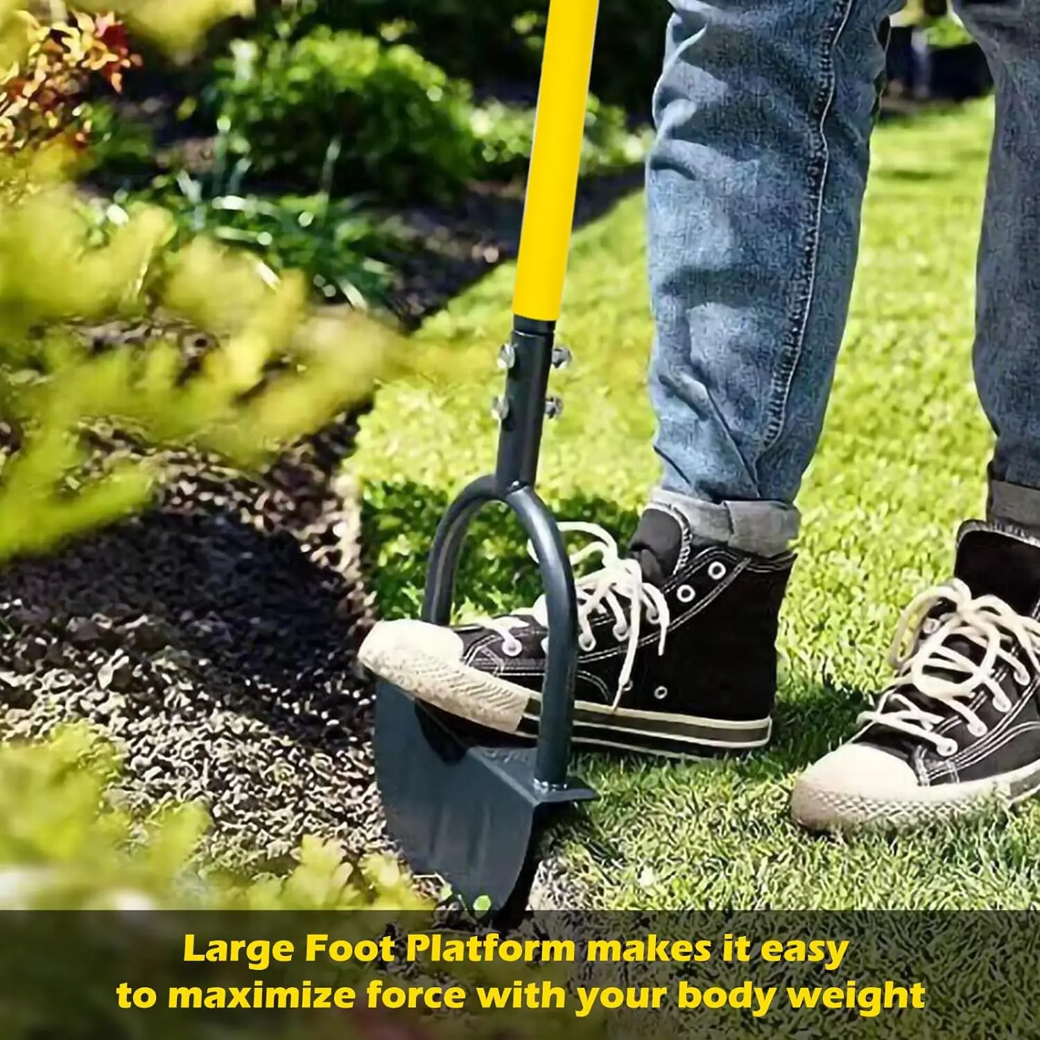 Sekop rumput Edger baja Manual, alat pemotong berkebun pegangan T untuk trotoar padang rumput setengah bulan