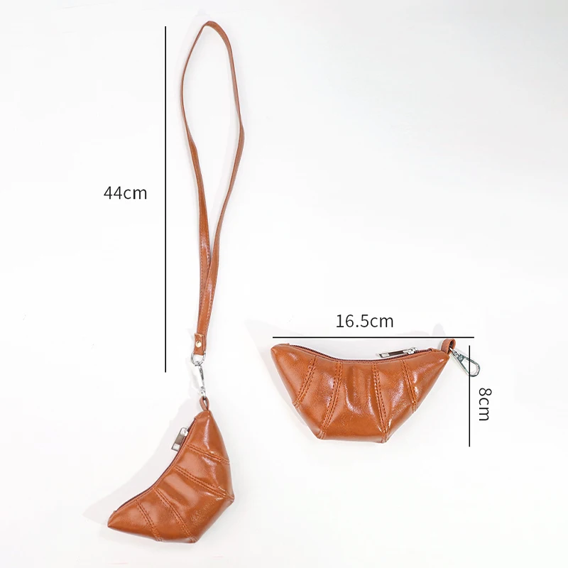 Eenvoudige modieuze mini-portemonnee met hangende nek, schattig croissantontwerp, niche mini crossbody lippenstift oortelefoontas