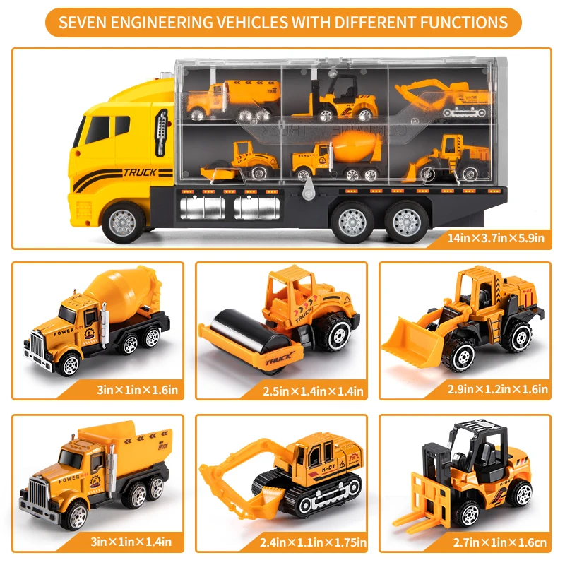 Большой строительный контейнер транспортер игровой набор с 6 шт. мини-транспортер грузовик Инженерная модель автомобиля игрушки для детей Подарки